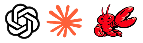 ChatGPT, Claude, OpenClaw, Hermes, Alexa, Gemini, Meta AI logos